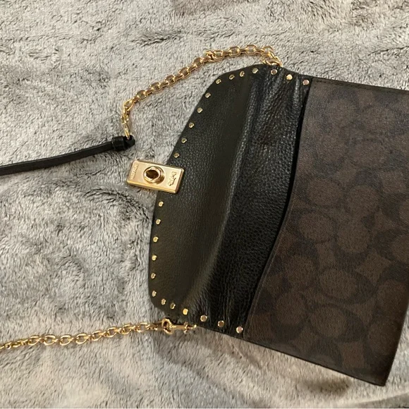 Coach lane colorblock and rivets exotic snakeskin crossbody bag